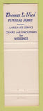 Matchbook Cover - Thomas Nied Funeral Home Swissvale PA WEAR