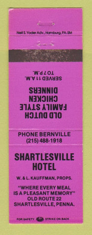 Matchbook Cover - Shartlesville Hotel PA WEAR