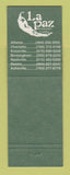 Matchbook Cover - La Paz Mexican Restaurant Atlanta Charlotte Knoxville WEAR