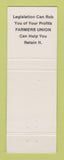 Matchbook Cover - Illinois Farmers Union Springfield IL