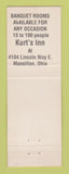 Matchbook Cover - Kurt's Inn Restaurant Massillon OH