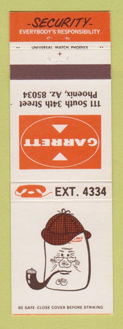 Matchbook Cover - Garrett Security Phoenix AZ