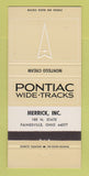Matchbook Cover - Pontiac Merrick Painesville OH Montego Cream 30 Strike