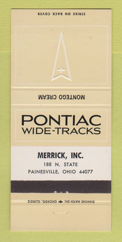 Matchbook Cover - Pontiac Merrick Painesville OH Montego Cream 30 Strike