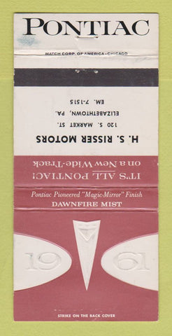 Matchbook Cover - 1961 Pontiac Elizabethtown PA Dawnfire Mist WEAR 30 Strike