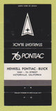 Matchbook Cover - 1976 Pontiac Datsun Ardmore PA Starlight Black 30 Strike