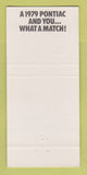 Matchbook Cover - 1979 Pontiac Buick Cheyenne WY Mission Beige WEAR 30 Strike
