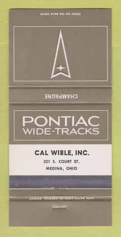 Matchbook Cover - Pontiac Wible Medina OH Champagne 30 Strike
