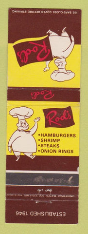 Matchbook Cover - Rod's Restaurant El Monte Arcadia CA WEAR