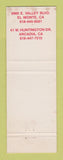 Matchbook Cover - Rod's Restaurant El Monte Arcadia CA WEAR