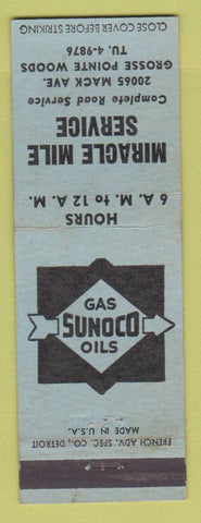 Matchbook Cover - Sunoco oil gas Miracle Mile Grosse Pointe Woods MI