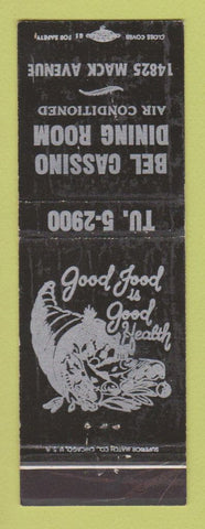 Matchbook Cover - Bel Cassino Restaurant Detroit MI WORN