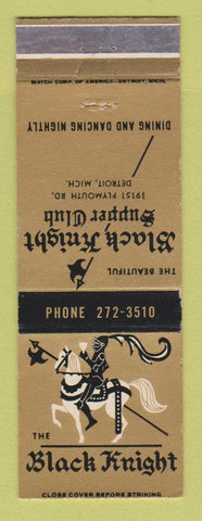 Matchbook Cover - Black Knight Supper Club Detroit MI