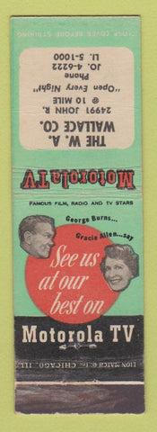 Matchbook Cover - Motorola TV WA Wallace Detroit MI