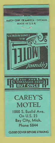 Matchbook Cover - Carey's Motel Bay City MI