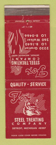 Matchbook Cover - Fox Steel Treating Detroit MI