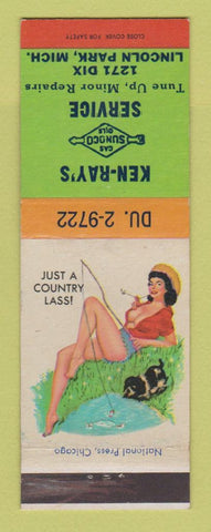 Matchbook Cover - Ken Ray's Sunoco oil gas Lincoln Park MI pinup