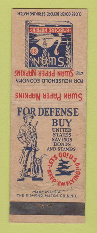 Matchbook Cover - Wan Paper Napkins WWII Buy Bonds WEAR