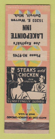 Matchbook Cover - Joe Kopitzki's Lakepointe Inn Detroit MI