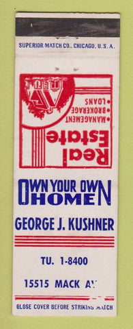 Matchbook Cover - George Kushner Real Estate Detroit MI WEAR
