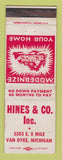 Matchbook Cover - Hines Real Estate Van Dyke MI