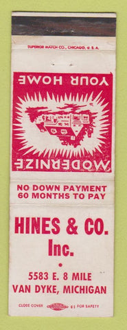 Matchbook Cover - Hines Real Estate Van Dyke MI