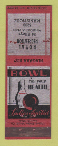 Matchbook Cover - Royal Recreation Bowling Detroit MI golf
