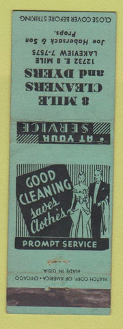 Matchbook Cover - 8 Mile Cleaners Dyers Detroit MI WEAR