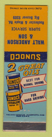 Matchbook Cover - Sunoco oil gas Walt Anderson Son Troy MI
