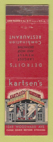 Matchbook Cover - Kartsen's Restaurant Detroit MI