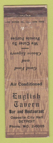 Matchbook Cover - English Tavern Detroit MI