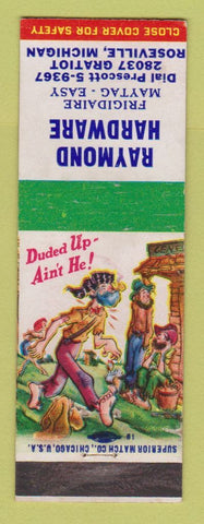Matchbook Cover - Raymond Hardware Maytag Appliances Roseville MI hillbilly