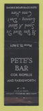 Matchbook Cover - Pete's Bar Detroit MI WORN