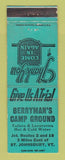 Matchbook Cover - Berryman's Camp Ground St Johnsbury VT WEAR