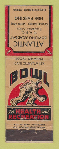 Matchbook Cover - Atlantic Bowling Academy WEAR