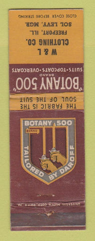 Matchbook Cover - Botany 500 Men's Clothes W&L Clothing Freeport IL WEAR