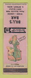 Matchbook Cover - Bill's Bar East Detroit MI pinup WEAR