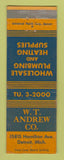 Matchbook Cover - WT Andrew Plumbing Heating Supply Detroit MI WEAR