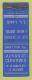 Matchbook Cover - Advance Cleaners Detroit MI WEAR