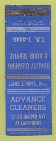 Matchbook Cover - Advance Cleaners Detroit MI WEAR