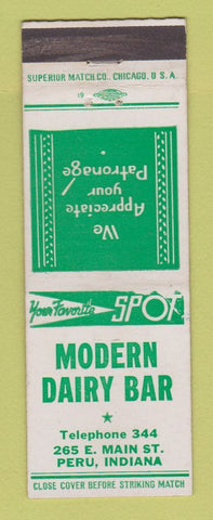 Matchbook Cover - Modern Dairy Bar Peru IN