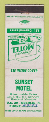 Matchbook Cover - Sunset Motel Oberlin OH WRITING