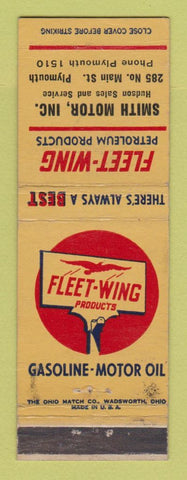 Matchbook Cover - Fleet Wing oil gas Smith Motor Plymouth MI