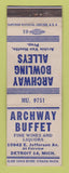 Matchbook Cover - Archway Buffet Bowling Detroit MI