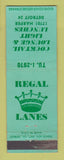Matchbook Cover - Regal Lanes Bowling Detroit MI restaurant WEAR