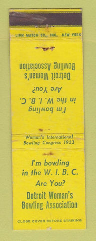 Matchbook Cover - WIBC Detroit Woman's Bowling Association MI WORN