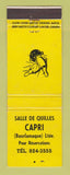 Matchbook Cover - Salle De Quilles Capri Bowling QC Bourlamaque