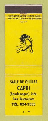 Matchbook Cover - Salle De Quilles Capri Bowling QC Bourlamaque