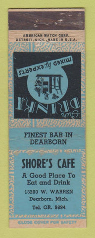 Matchbook Cover - Shore's Cafe Dearborn MI