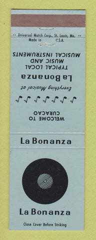 Matchbook Cover - La Bonanza Music Instruments Curacao LPs Records BLUE
